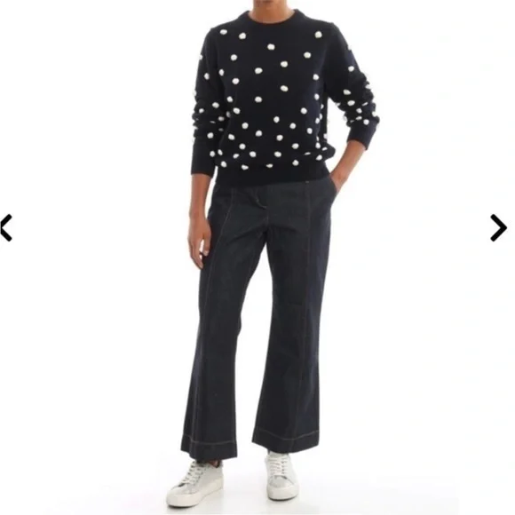 PomPom Navy & White Crewneck Knit Sweater - Picture 9 of 9